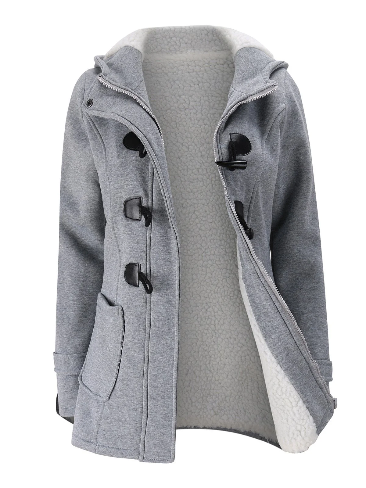 Casual Hoodie Cotton Buttoned Outwear